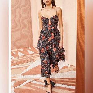 ULLA JOHNSON  renata silk Midi Dress obsidian Sz 16